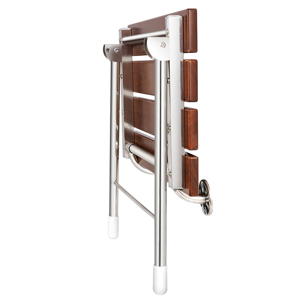 21.5" Foldable Teak Wood Shower Seat Bench with Supporting Legs Wall Mounted