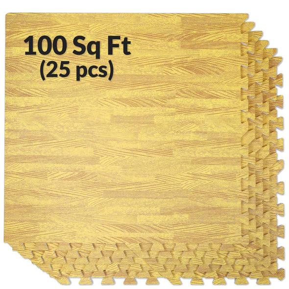 Home Aesthetics Light Wood Grain Interlocking EVA Foam Floor Mats (100 Sq. Ft. - 25 pcs) (CL_HOM804909) - Main Image