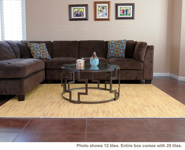 Home Aesthetics Light Wood Grain Interlocking EVA Foam Floor Mats (100 Sq. Ft. - 25 pcs) (CL_HOM804909) - Alt Image 1