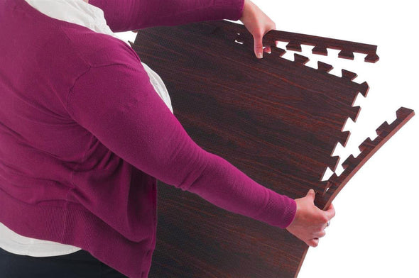 100 SqFt 3/8" EVA Dark Wood Grain Foam Floor Mat Interlocking Flooring 25 pcs