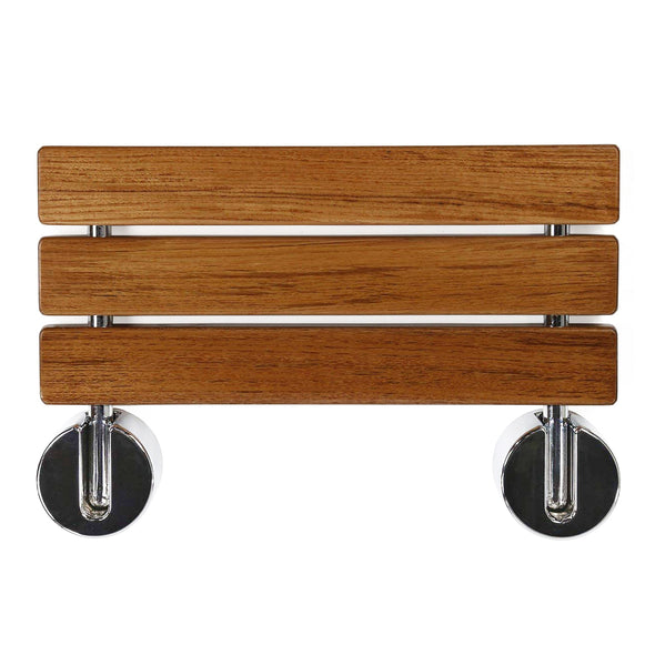 20" Teak Modern Folding Shower Seat Bench Clear Coated Medical Wall Mount