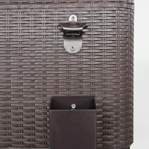 Outdoor Patio Rolling Cooler 80 Qt Deck Ice Beer Chest Cart Brown Wicker