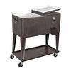 Home Aesthetics 80 Quart Outdoor Patio Rolling Cooler Ice Chest Cart, Brown Wicker Faux Rattan (CL_HOM502902) - Alt Image 1