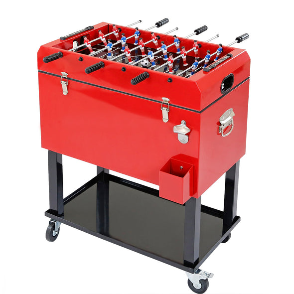 Home Aesthetics 68 Quart Rolling Foosball Cooler Ice Chest, Patio Outdoor Party Portable Drink Cooler (CL_HOM502907) - Alt Image 1