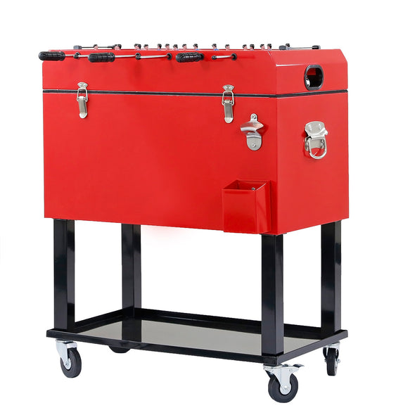 68 Quart Rolling Foosball Cooler Ice Chest Patio Outdoor Party Portable