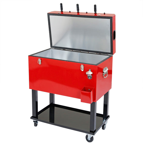 68 Quart Rolling Foosball Cooler Ice Chest Patio Outdoor Party Portable