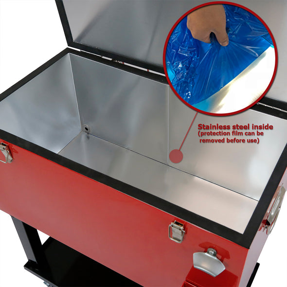 68 Quart Rolling Foosball Cooler Ice Chest Patio Outdoor Party Portable