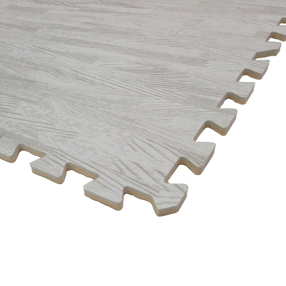 100 SqFt 3/8" EVA White Wood Grain Foam Floor Mat Interlocking Flooring 25 pcs