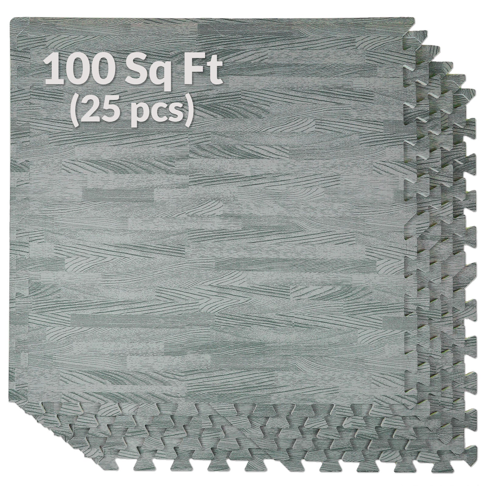 Home Aesthetics 100 Sqft 3/8 Eva Sea Haze Grey Wood Grain Foam Mat Interlocking 2'x2' 25pcs