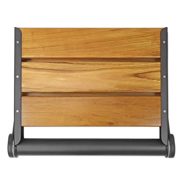 18" ADA Compliant Folding Teak Wood Shower Bench Seat Medical Wall Mount Black