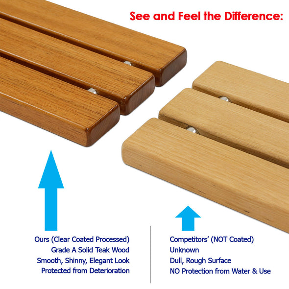 18" ADA Compliant Folding Teak Wood Shower Bench Seat Medical Wall Mount