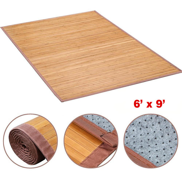 6'X9' X-Large Natural Bamboo Floor Mat Area Rug Indoor Carpet Non Skid Backing