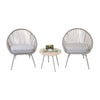 Home Aesthetics 3-Piece Patio Table Bistro Set Grey Outdoor All Weather Woven Rope Chair with Cushions (CL_HOM504401) - Alt Image 2